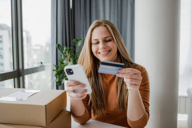 istock Woman satisfied with her online purchase decided to repeat a purchase 1407916377