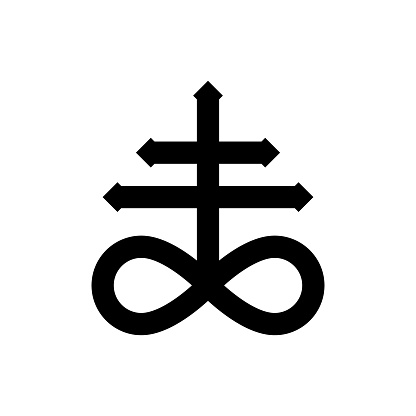 Leviathan cross, the alchemical symbol of sulfur or satanism flat vector icon for games and websites, vector illustration