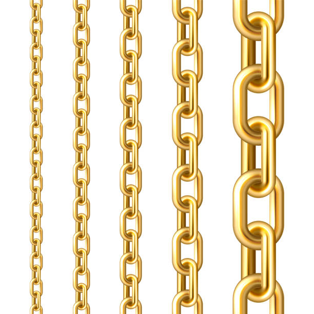 istock Realistic gold plated seamless metal chain with golden links isolated on white background. Vector illustration. 1407920500