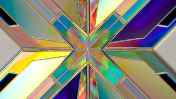 3d render, abstract background with crystal glass texture, trendy colorful wallpaper stock photo