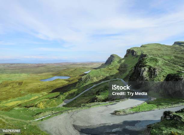 Road Through The Landscape Of The Quiraing In The Isle Of Skye Stock Photo - Download Image Now