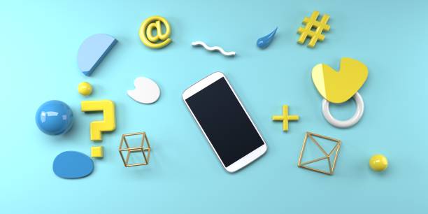 istock Geometric shapes with a smart phone 1407931722