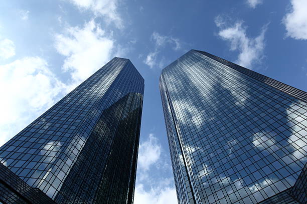 istock Two Skyscraper with blue Glas in Frankfurt 140793326