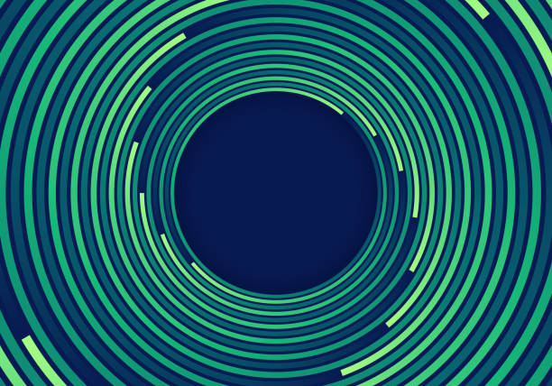 Abstract green circles spiral vortex lines pattern on blue background Abstract green circles spiral vortex lines pattern on blue background. Vector illustration jul illustrations stock illustrations