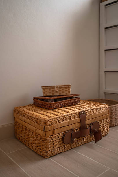 Woven bag in home office
