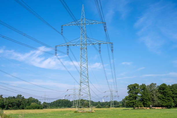 istock Electric power lines with a steel pylon 1407959754