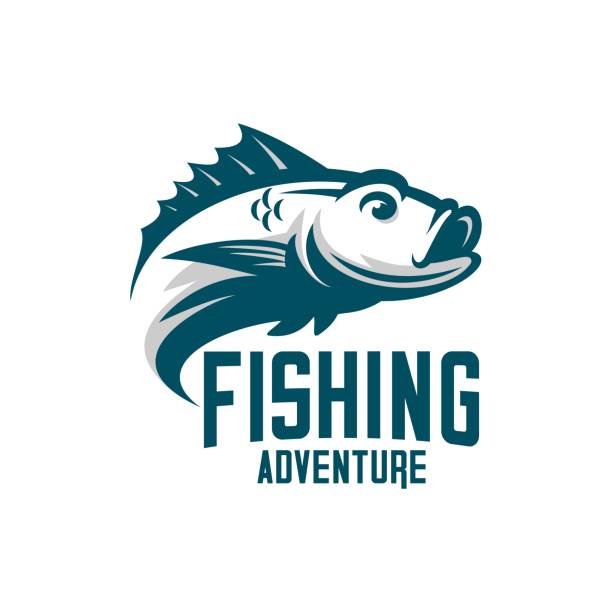 fishing vector illustration of fishing club icon, big fish vector catfish stock illustrations