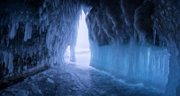 istock Ice caves over frozen lake 1407971429