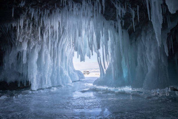 istock Ice caves over frozen lake 1407971438