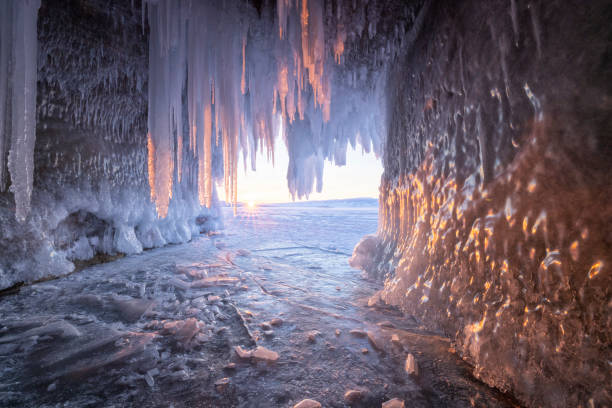 istock Ice caves over frozen lake 1407971510
