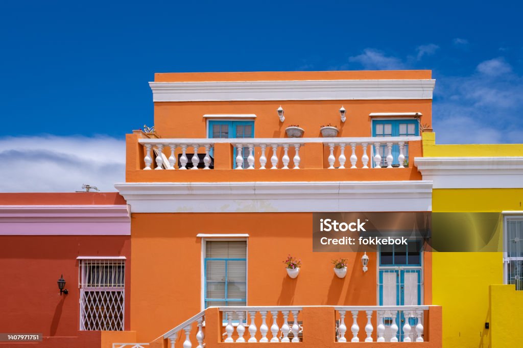 Town ship in Cape Town, Bo Kaap Township in Cape Town, colorful house in Cape Town South Africa. Bo Kaap Bo Kaap Township in Cape Town, colorful house in Cape Town South Africa. Bo Kaap Malay Quarter Stock Photo