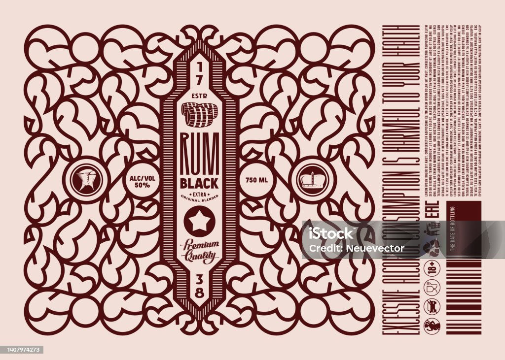 Generic Rum Label Template Decorative Label For Rum Stock Illustration - Download Image ...