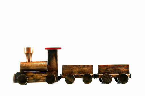 Wooden Train on the White Background/Studio Shot/It's a \
