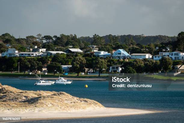 Homes Around Mangawhai Heads In New Zealand Stock Photo - Download Image Now - Apartment, Architecture, Australasia