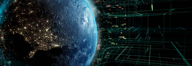 istock Planet of tehcnology Wifi internet Global world network Communication technology for internet business. Telecommunication  this image furnished by NASA 1407976035