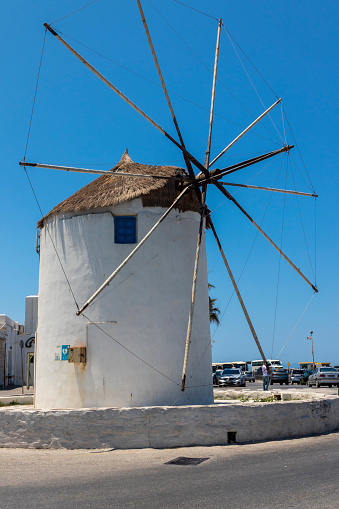 Paros Greece. 06-08-2022. Old Windmill at Paros.Cyclades Islands. Greece
