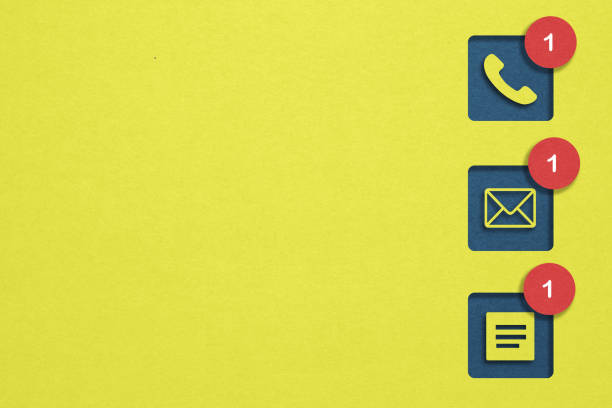 red alert message with yellow paper cut icon with blue background underlay including copy space for add word text title