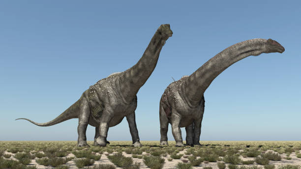 istock Dinosaur Diamantinasaurus in a landscape 1407981324