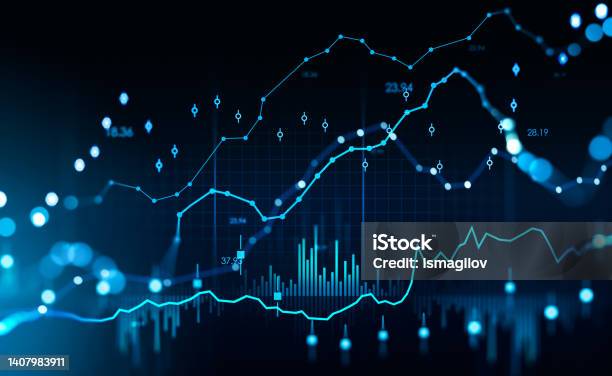 Forex Diagrams And Stock Market Rising Lines With Numbers Stock Photo - Download Image Now
