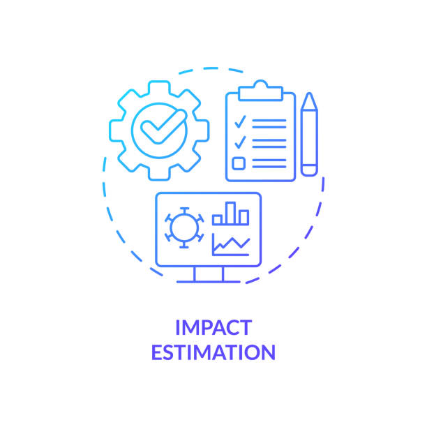 ilustrações, clipart, desenhos animados e ícones de ícone do conceito de gradiente azul de estimativa de impacto - equipamento em geral