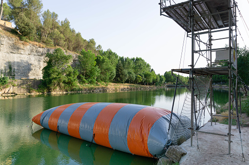 Inflatable Air Drop Mat at Navarcles Lake