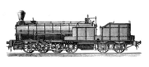 istock Antique engraving illustration: Locomotive steam train 1407986898