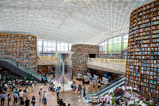 Seoul, South Korea - June, 2022: View of Starfield Library in Starfield COEX Mall.