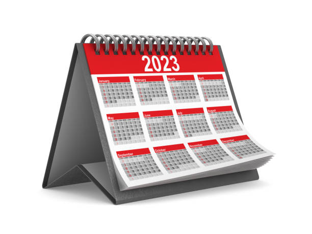 calendário do ano de 2023 em fundo branco. ilustração 3d isolada - today appointment personal organizer medicine - fotografias e filmes do acervo