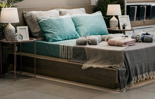 istock elegant apartment with a bed. 1407991631