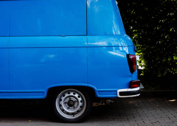 istock Old blue bus at street. 1407991656
