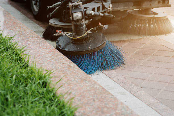 sweeper machine cleaning the city. street cleaning with brushes. sweeper machine carpet sweeper stock pictures, royalty-free photos & images