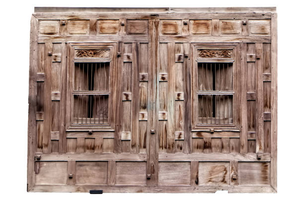 istock The walls of an old Thai houses with windows, Pattern background 1407993455
