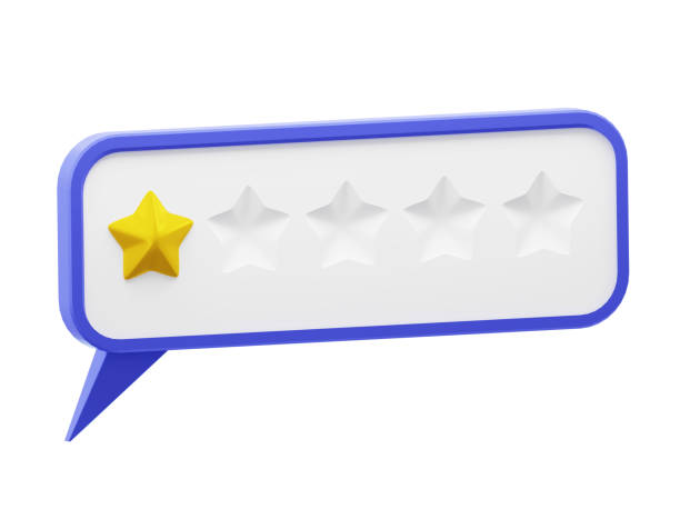 istock Speech bubble with glossy yellow stars. Review rating bubble. 1407996190