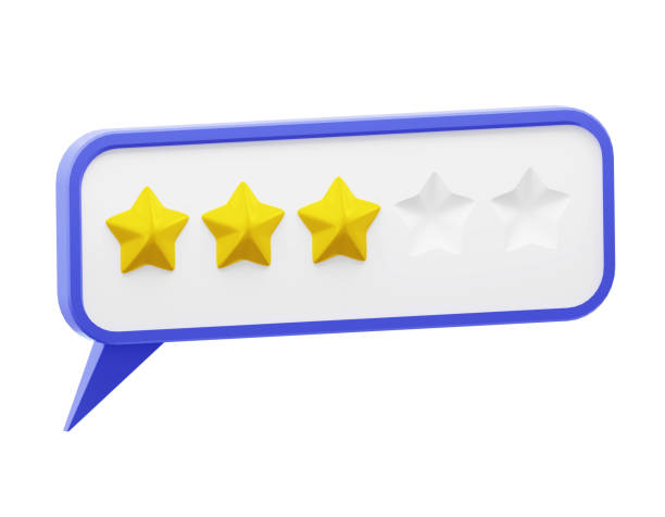 istock Speech bubble with glossy yellow stars. Review rating bubble. 1407996195