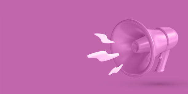 istock Pink megaphone loudspeaker on  pink background. 3D render  illustration. 1407996246