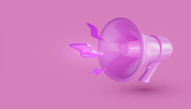 istock Pink megaphone loudspeaker on  pink background. 3D render  illustration. 1407996256