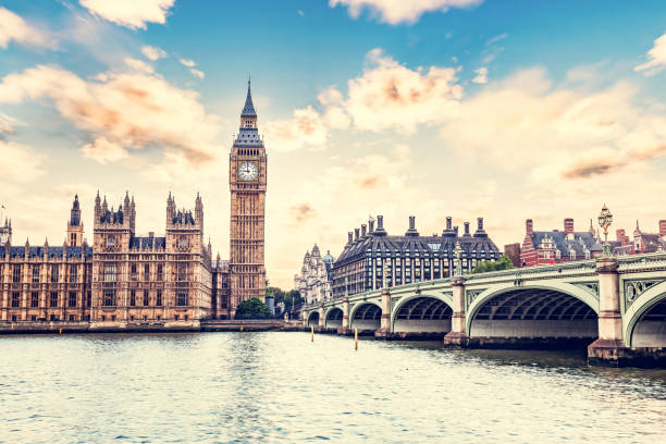 istock Big Ben, Westminster Bridge on River Thames in London, England, UK 1407996392