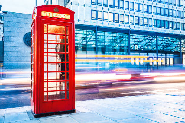 istock London red telephone booth and red bus in motion 1407996399