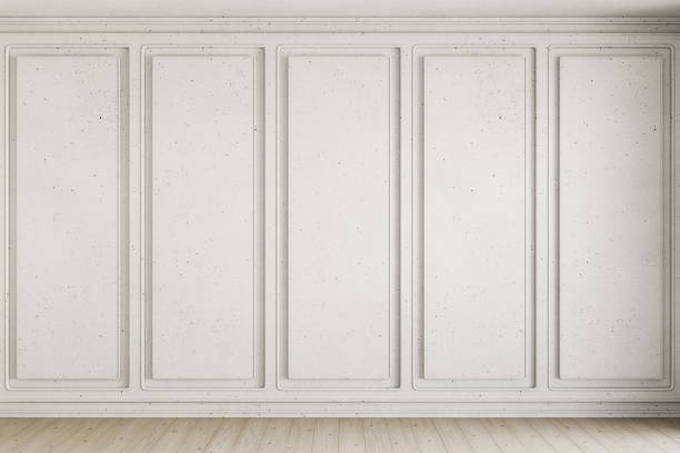 istock White contemporary classic interior with wall panels. 3d render illustration mockup. 1407997602