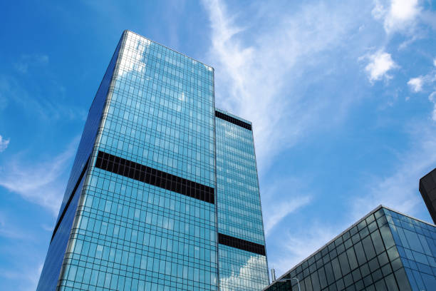 istock Modern business buildings at sunny day 1407999315
