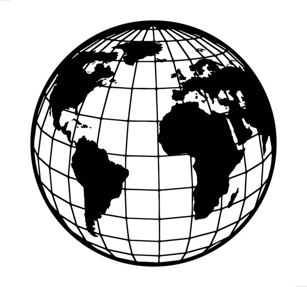globe abstract three dimensional world map globe design element equator stock illustrations