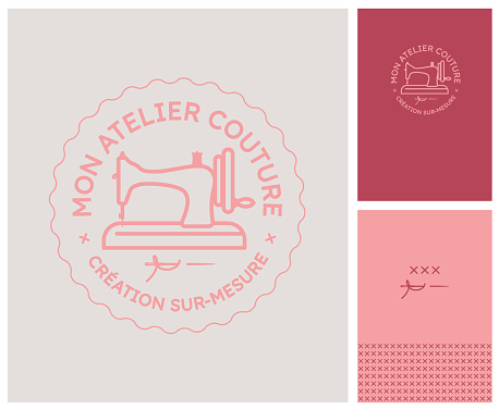 brand identity for dressmaker, clothing alteration, repair and sale, antique sewing machine flea market