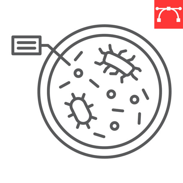 페 트리 접시 라인 아이콘 - laboratory petri dish chemistry science stock illustrations