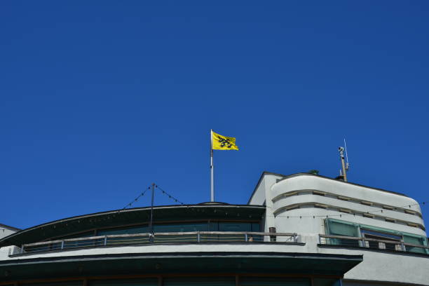 11 juillet blankenberge symbole jaune noir flamand - flag flanders medieval lion photos et images de collection