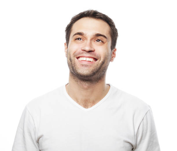 istock handsome man in blank white shirt 1408010967