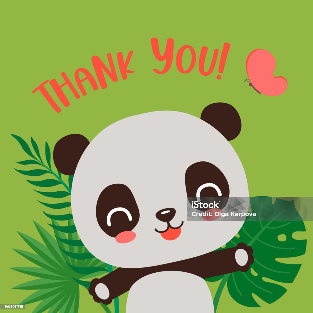 Thẻ Động Vật Safari Với Gấu Trúc Dễ Thương Cảm Ơn Bạn Nhắn Tin ...