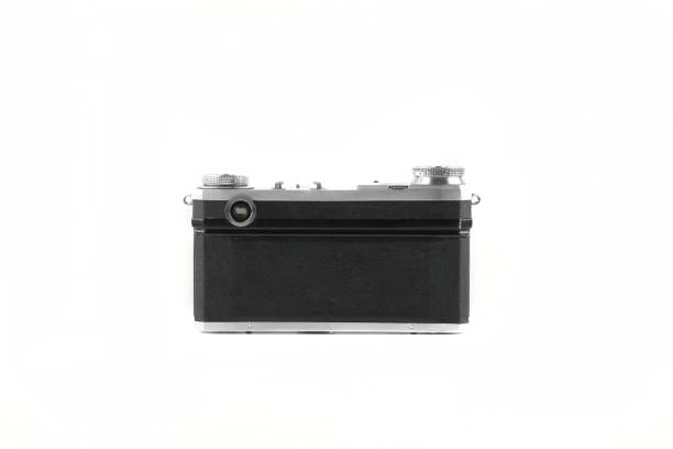 istock Old vintage rangefinder film camera on white background. 1408011841