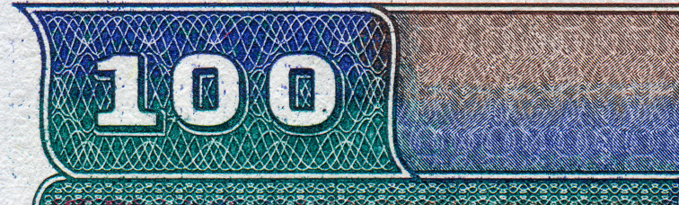 Number 100 Pattern Design on Banknote