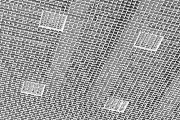Abstract futuristic interior metal construction background in blue tones