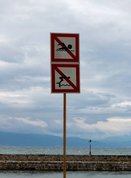 istock no swimming sign at a lake 1408015753